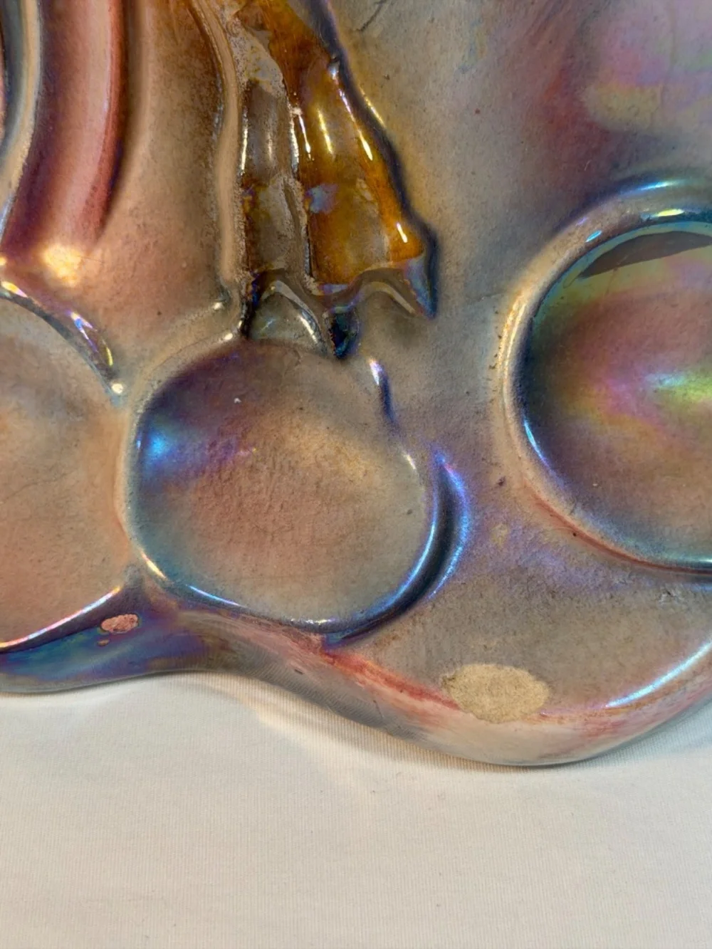 Vintage Large Iridescent Flamingoes Lustreware Double Vase 12.5